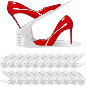 lot 9071 image: 20-Pack Adjustable Shoe Slots Organizer- White