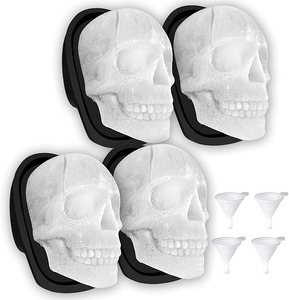 lot 9090 image: 3D Skull Ice Cube Mold 4-Cavity Silicone Tray