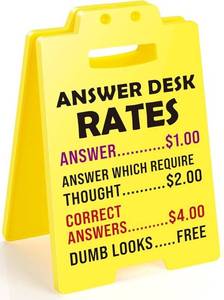 lot 9093 image: Answer Desk Rates Funny Desk Sign