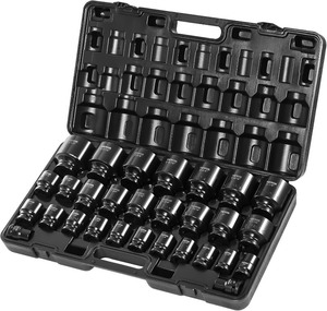 ** Retail $179.99** VEVOR Impact Socket Set 3/4 Inches 29 Piece Impact Sockets, 6-Point Sockets, Rugged Construction, CR-M0, 3/4 Inches Drive Socket Set Impact SAE 3/4 inch - 2-1/2 inch, with a Storage Cage