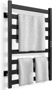 lot 2267 image: Towel Warmer, Towel Heater Rack for Bathroom, 8-bar Electric Towel Dryer Wall-Mounted Plug-in Bath Heater, 201 Stainless Steel Hot Towel Rack with Timer and Smart Temperature Control