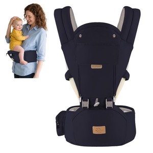 lot 2297 image: Baby Carrier Newborn to Toddler, 6-in-1 Ergonomic & Adjustable Baby Carrier with Lumbar Support for All Seasons, Hands-Free, Adapt to Newborn, Infant & Toddler (Navy)
