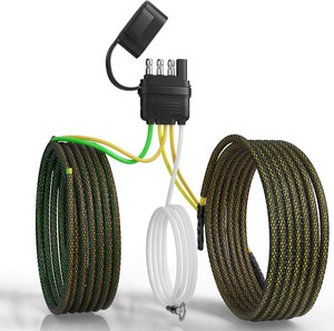lot 2305 image: 4 Pin 5 Wire Trailer Wiring Harness 22FT for Rewiring Both-Side Taillights, Pure Copper Wishbond Trailer Light Kit 4 Way Flat 5 Wire Plug wNylon Net Tube Protection