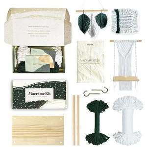 lot 997 image: Macrame Kits for Adults Beginners - DIY Macrame Kit for Beginners 3 in 1 Macrame Starter Kit  Macrame Plant Hanger Kit  Macrame Keychain Kit  Macrame Coaster - Adult Craft Kits Macrame Supplies - Retail $27