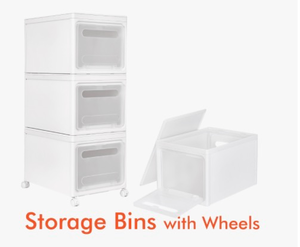 lot 1247 image: Storage Bins With Wheels. White not Clear Front as Shown in Stock Photo  - Retail $52