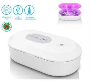 lot 1274 image: UV-ON UV Light Sanitizer. Double Sterilization, Wireless Charging and Aromatherapy Purification  - Retail $0