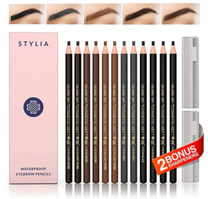 lot 1282 image: 12 PIECE BROW MAPPING PENCILS WITH 2 SHARPENERS - Retail $26