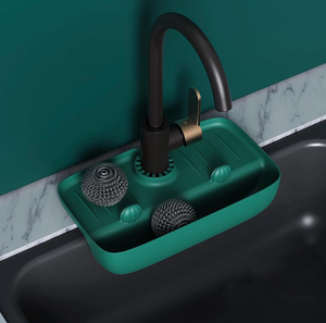 lot 2064 image: Multifunctional PP Sink Faucet Drips Catcher With Sponge Holders Easy To Home Accessory Kitchen Supplies - Retail $12