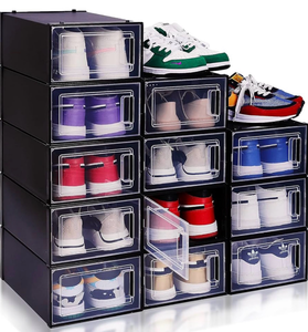 lot 2070 image: NEATLY 12 Pack Stackable Shoe Storage Boxes Shoe Organizer for Closet Shoe Boxes Clear Plastic Stackable Storage Bins, Closet Shoe Storage Organizer Sneaker Storage Closet Shoe Organizer Box Container - Retail $55