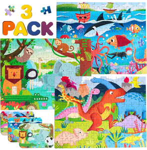 lot 2073 image: Montessori Mama Jigsaw Puzzles for Kids Ages 4-8  Wooden Puzzles for Kids Ages 3-5  3-Pack Kids Puzzles Ages 6-8  120 Piece Learning Games for Kids - Retail $15