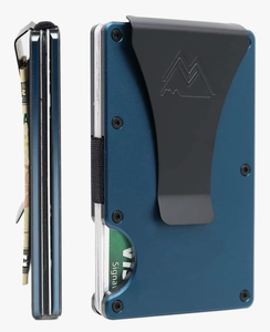 lot 2079 image: Mountain Voyage Co Minimalist Wallet for Men & Women - Slim RFID Wallet, Scratch Resistant, Credit Card Holder & Money Clip, Easily Removable Money & Cards - Retail $38