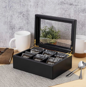 lot 5008 image: Break Tradition Wooden Tea Organizer For Tea Bags - 6 Compartments - Retail $39