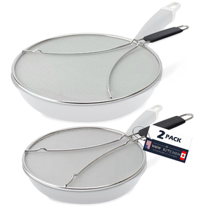 lot 5014 image: Splatter Screen for Frying Pan - Set of 2 Grease Splatter Screens 9.5 inch and 13 inch Diameters  - Retail $0