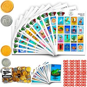 lot 5038 image: Cuit�xi Traditional Mexican Bingo Game for 20 Players with Didactic Mexican pesos and Markers Made in Mexico Perfect for a Noche Mexicana - Juegos de mesa - Spanish Board Games Loteria Mexican Bingo - Retail $18