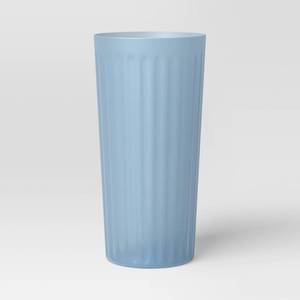 lot 1226 image: 24 Count-26 fl oz Plastic Tall Tumbler Blue Ribbed - Room Essentials�� Reusable BPA-Free Drinkware, Dishwasher & Microwave Safe - Retail $24