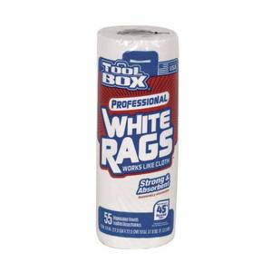 lot 1237 image: ToolBox� Professional White Rags Multi-Surface Cleaning Disposable Towel  1 Roll (55 SheetsRoll) - Retail $4