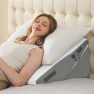 lot 2801 image: Adjustable Wedge Pillow Set - 10-in-1 Memory Foam Support for Sleeping, Reading, and Recovery (Dark Grey and White)