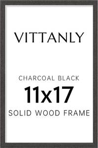 lot 2802 image: 11x17 Picture Frame, Solid Wood Frame with Plexiglass, Includes 8x12 Mat, Wall Hanging for Photos, Home Decor, Charcoal Black, 1 Pack