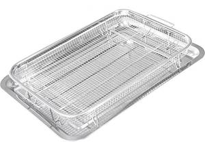 18.7" X 12.8" Extra Large Air Fryer Basket for Oven, OvenCrisp Oven Air Fryer Basket and Tray, Stainless Steel Air Fryer Pan and Crisper Tray for Frying Baking