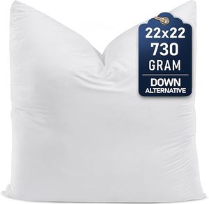 lot 2830 image: Set of 2 - 22 x 22 Pillow Inserts, High-Rebound Virgin Fiber, Soft Brushed Cover, Fluffy & Supportive (White)