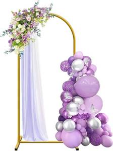 lot 2836 image: 6 ft Arch Backdrop Stand, Wedding Arch Frame, Stable Metal Background Stand with Square Base Ground Nails, for Birthday Party Baby Shower Garland Decoration, Gold