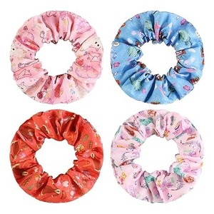 lot 2845 image: Satin Music-Themed Scrunchie Set (4-Pack)