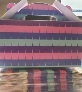 lot 2846 image: 24-Pack Piata Style Gable Treat Boxes  Festive Striped Candy & Favor Boxes for Birthdays, Fiestas, and Celebrations (6 x 3.5 x 3.5)