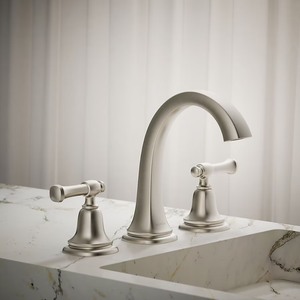 lot 3662 image: KOHLER Florez Vibrant Brushed Nickel Widespread 2-handle WaterSense High-arc Residential Handle Bathroom Sink Faucet with Drain