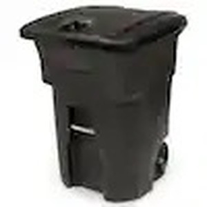 lot 3669 image:  Retail $349.99 96-Gal. Black Bear-Tight Wheeled Trash Can