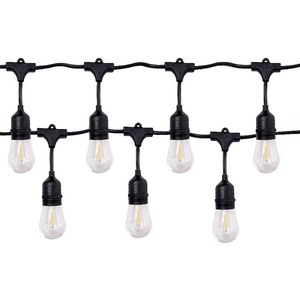 lot 3679 image: Harbor Breeze 96-ft Plug-in Black IndoorOutdoor String Light with 48 White -Light LED Edison Bulbs