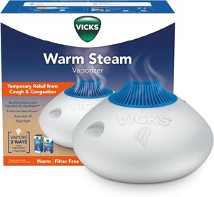lot 3694 image: Vicks Warm Steam Vaporizer & Humidifier 1.5 Gallon Tank for Small and Medium Rooms, Night Light, Works with VapoPads and VapoSteam