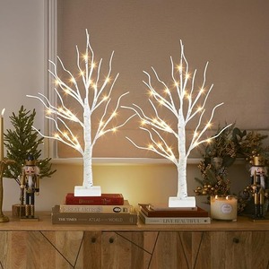 lot 9104 image: 2-Pack 2FT Light-Up Easter Birch Trees