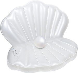 lot 9114 image: Inflatable Seashell Pool Float with Pearl Ball