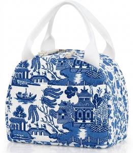 lot 9129 image: Insulated Corduroy Lunch Tote Stylish Leakproof Cooler Bag
