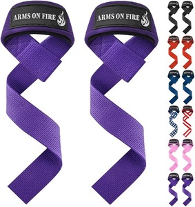lot 9141 image: TECEUM Purple Lifting Straps Neoprene Padded Strength Training Wraps