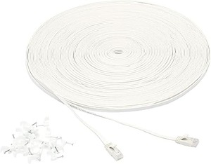 lot 9149 image: Amazon Basics Cat 6 Flat Ethernet Cable 50ft High-Speed 10Gbps (White)