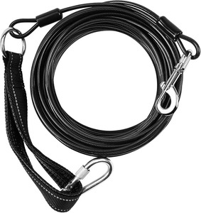 lot 9164 image: Heavy-Duty Chew Proof Dog Tie-Out Cable 30Ft Black