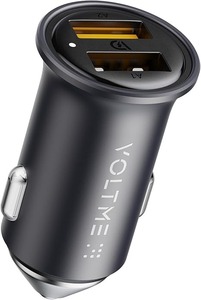 lot 9163 image: VOLTME 24W Dual USB Fast Car Charger Ultra-Compact Alloy Design- Silver