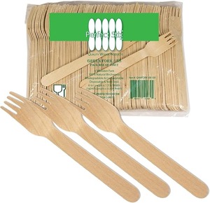lot 9171 image: Stix Green 6 Disposable Wooden Forks 250-Count Bulk Pack