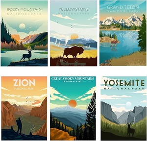 lot 9186 image: DIY Landscape Art 6-Pack National Park Paint by Numbers