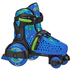 lot 2328 image: Roller Derby Sport Kids Roller Skate - Dinosaur BlueBlack M Adjustable, Padded Collar