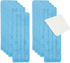 lot 2344 image: Microfiber Mop Pads - 10 Pack, 16.5-Inch, Blue - Flat Mop Pads Refills & Replacement Heads for Hardwood Floor Cleaning, Reusable & Washable
