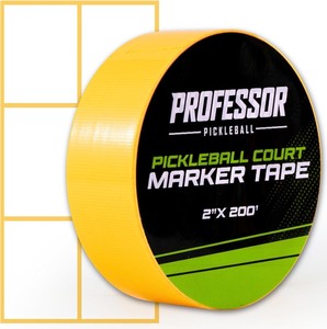 lot 2364 image: Professor Pickleball Court Tape - Makes Full Size Court - Outdoor Pickleball Marking Kit - 2 x 200 FT, Yellow Tape for Temporary Court Lines, No Residue, Quick and Easy Application