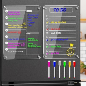 lot 2375 image: Magnetic Acrylic Weekly Planner and to Do List Set for Fridge  812 Clear Dry Erase Boards with 6 Markers, Reusable Fridge Whiteboard for Meal Planning, Chores, Office & Family Tasks