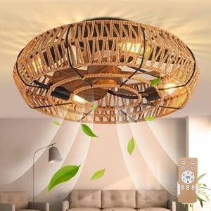 lot 66846 image: OPFLI 19 Boho Flush Mount Ceiling Fan with Remote