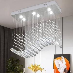 lot 66850 image: Modern K9 Crystal Raindrop Chandelier, Flush Mount Kitchen Island Dining Room