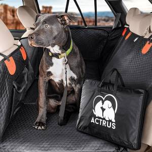 lot 66863 image: Hard Bottom Back Seat Extender Protector w Mesh Window & Storage for Dogs