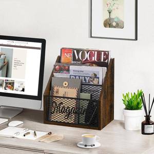 lot 66872 image: Magazine Holder, Stepped 3 Tier Magazine Rack Floor, Magazine Storage Basket, Folder Organizer Bin