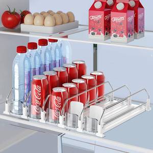 lot 66874 image: Drink Organizer for Fridge, Self Pushing Fridge Drink Organizer, Automatic Drink Dispenser for Fridge-Holds up to 25 Cans