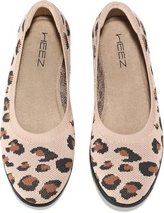 lot 66876 image: HEEZ Womens Size 10 Ballet Flats Breathable Slip On Knit Dress Shoes Wide Round Toe Ballerina Soft Comfortable Driving Walking Flat Shoes